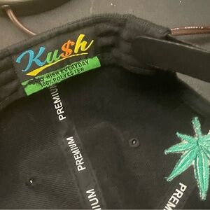 Black Kush Cap with Embroidered Leaf
